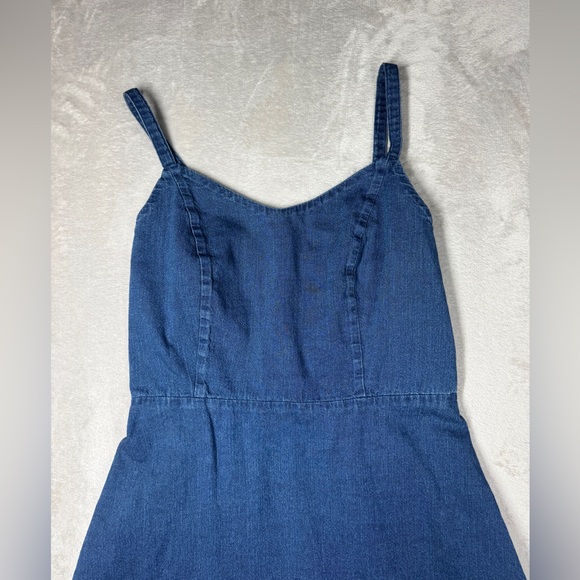 Old Navy Sleeveless Blue Jean Denim Mini Ruffle Hem 100% Cotton Dress Medium - Picture 3 of 16